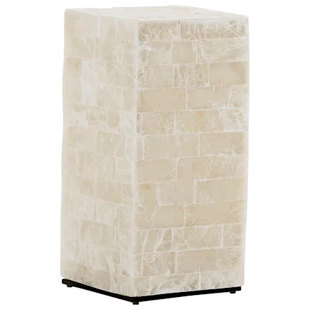 Marisol White Stone Cube Chairside Table